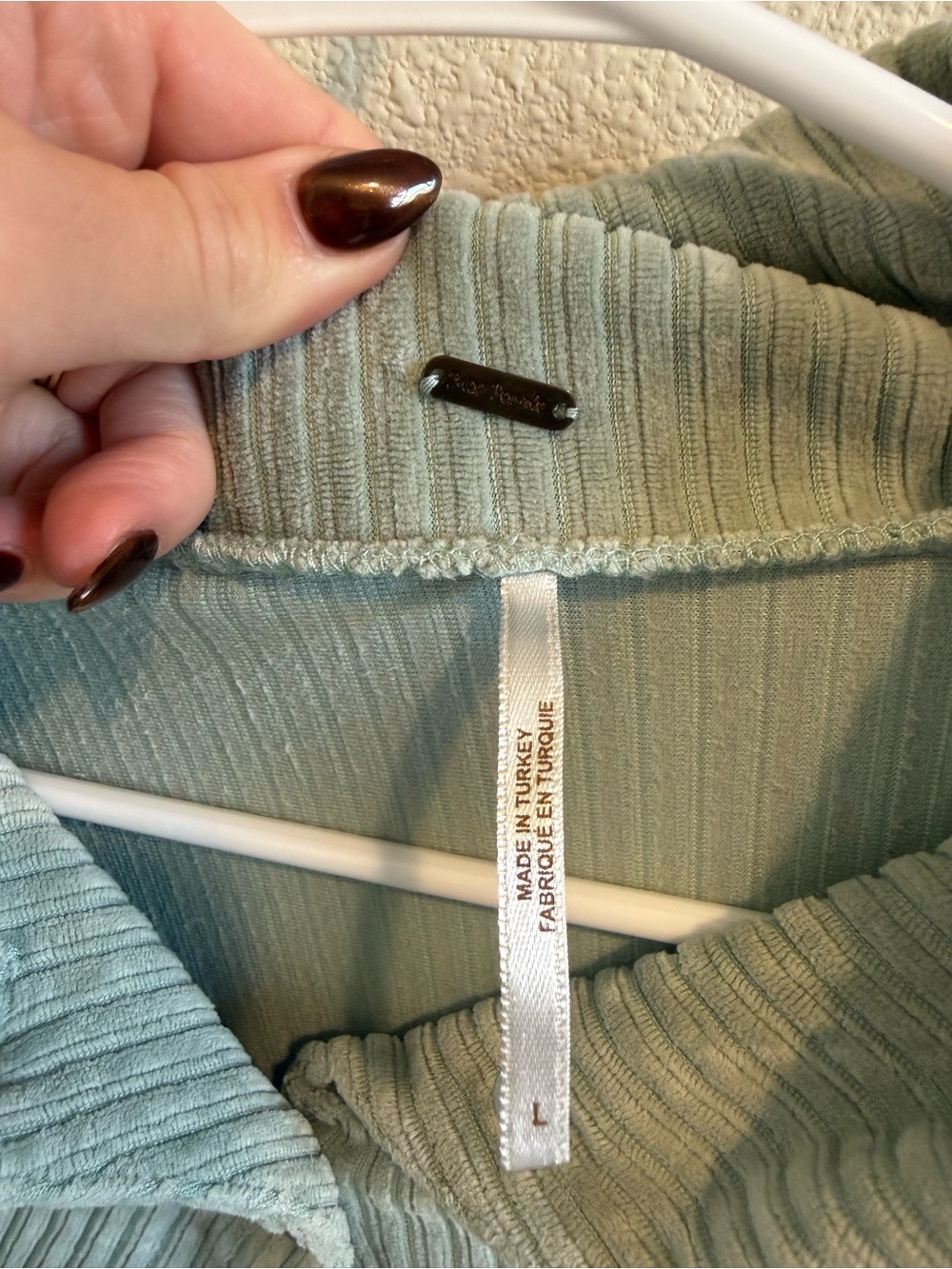 Free People Ribbed Button Pullover - Sage - Picture 3 of 4